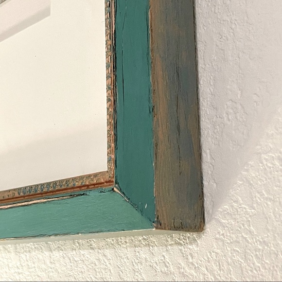 ORIGINAL FRAMED ART PRINT Abstract Green Crayon Pencil Drawing in Painted Frame - Picture 6 of 7